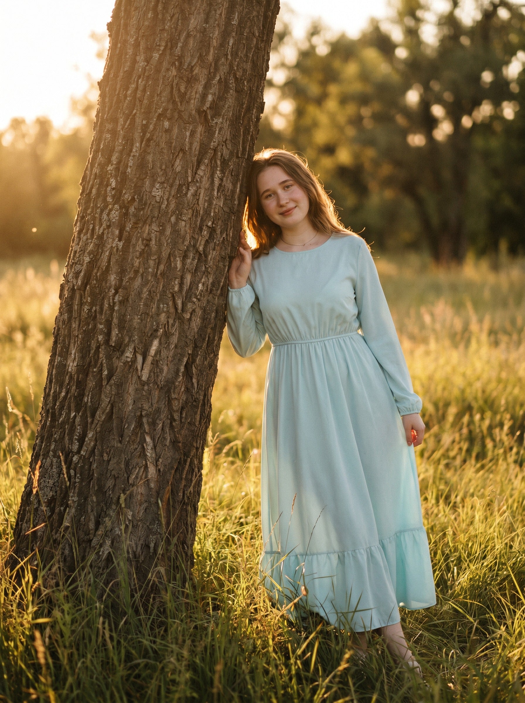 Clara Flounce Hem Maxi Dress in Heritage Solids