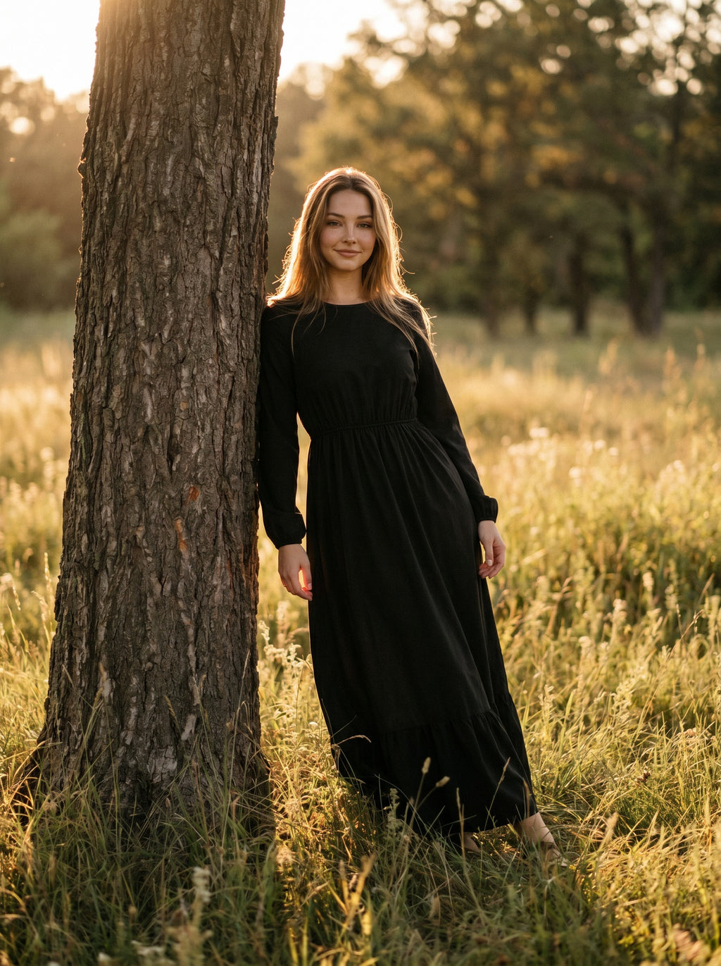 Clara Flounce Hem Maxi Dress in Heritage Solids