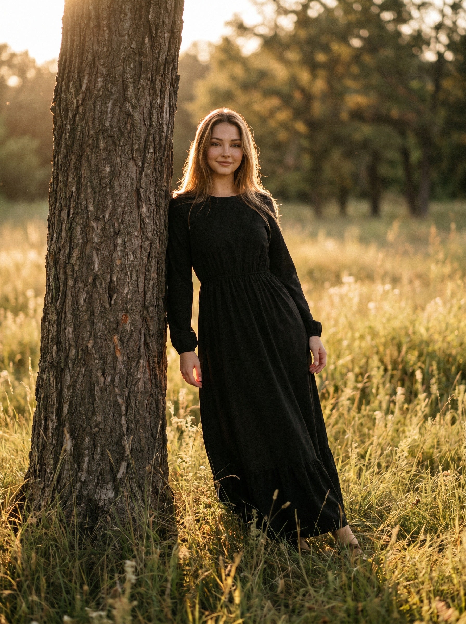 Clara Flounce Hem Maxi Dress in Heritage Solids