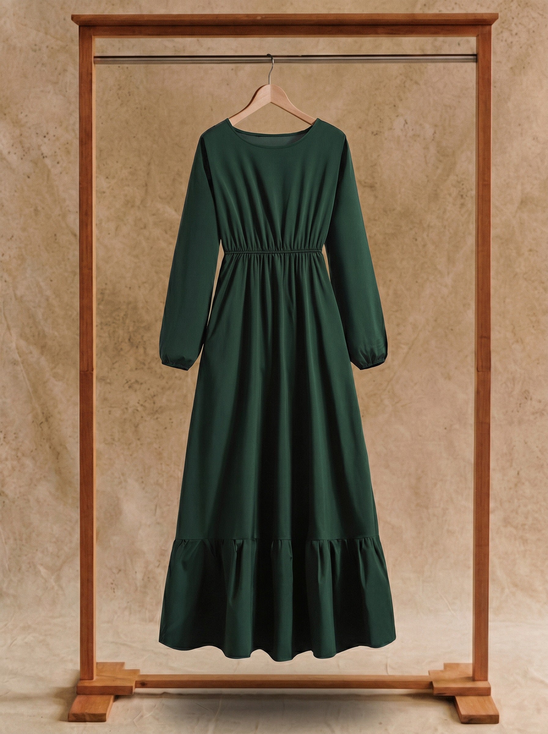 Clara Flounce Hem Maxi Dress in Heritage Solids