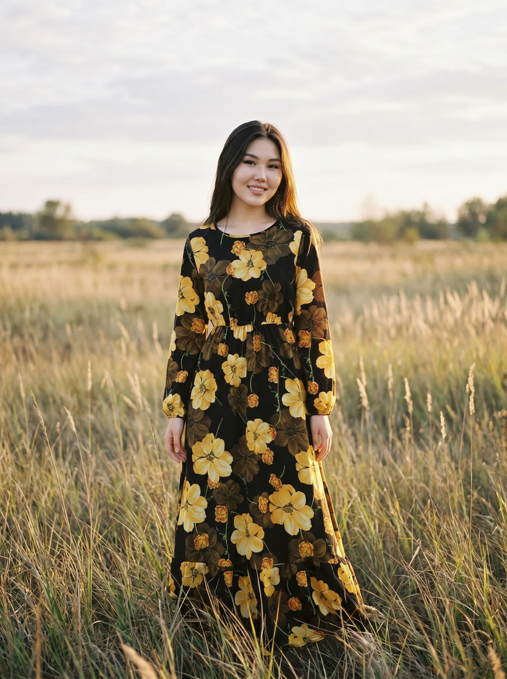 Clara Flounce Hem Maxi Dress in Harvest Bloom