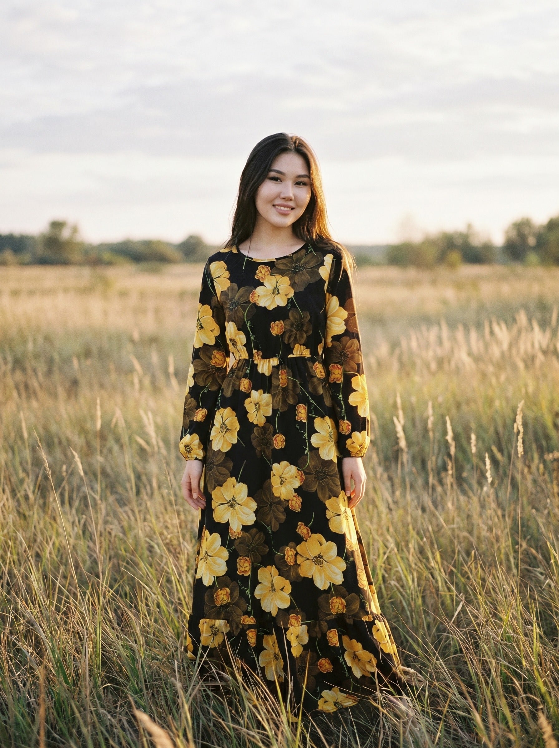 Clara Flounce Hem Maxi Dress in Harvest Bloom