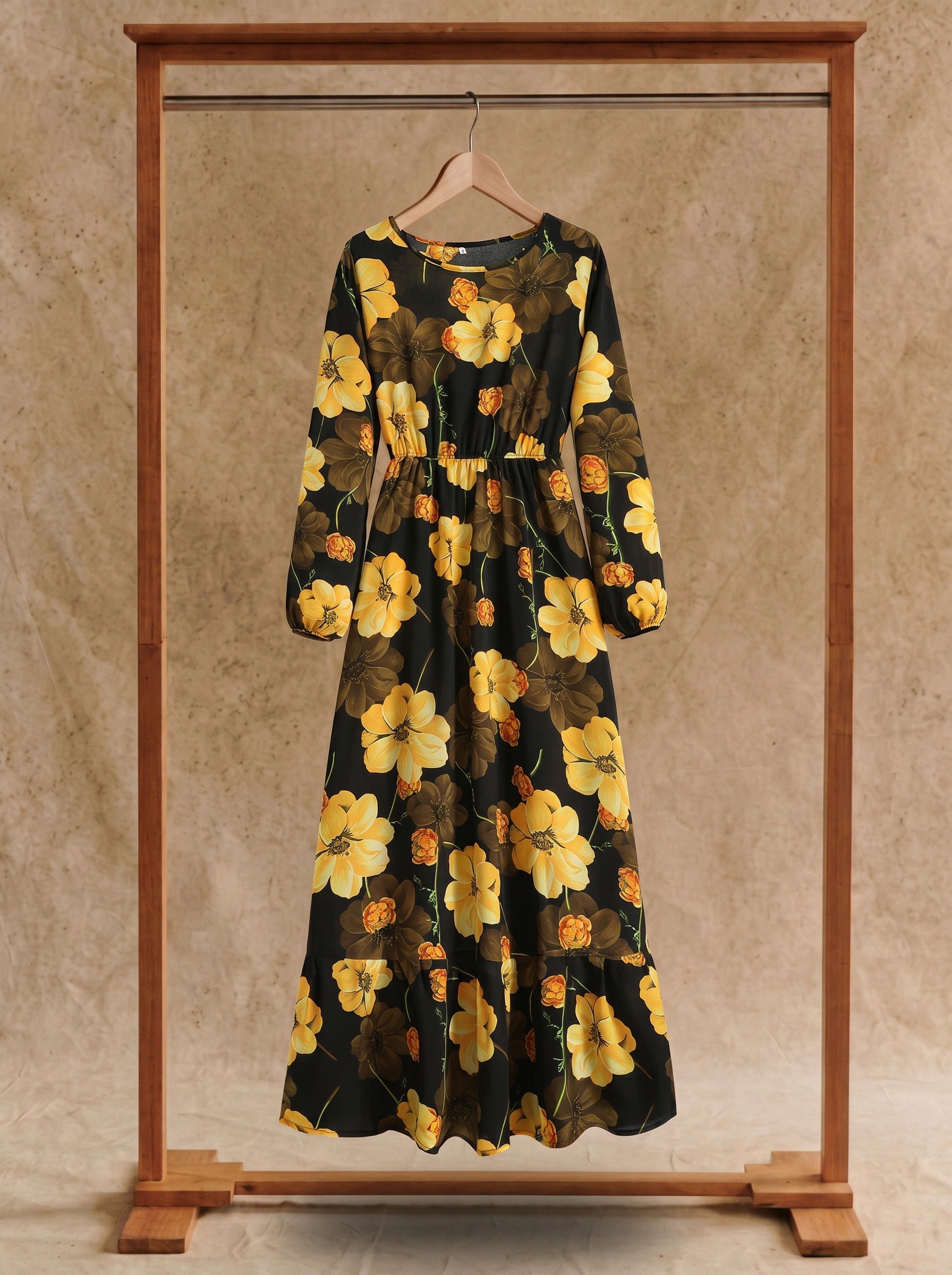 Clara Flounce Hem Maxi Dress in Harvest Bloom