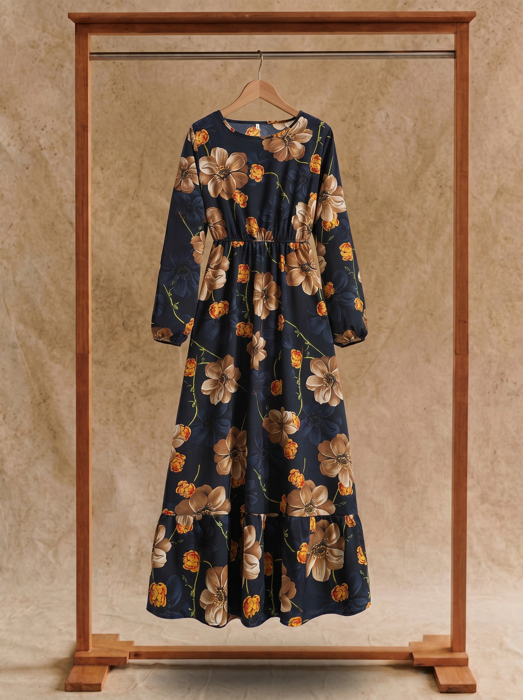 Clara Flounce Hem Maxi Dress in Harvest Bloom