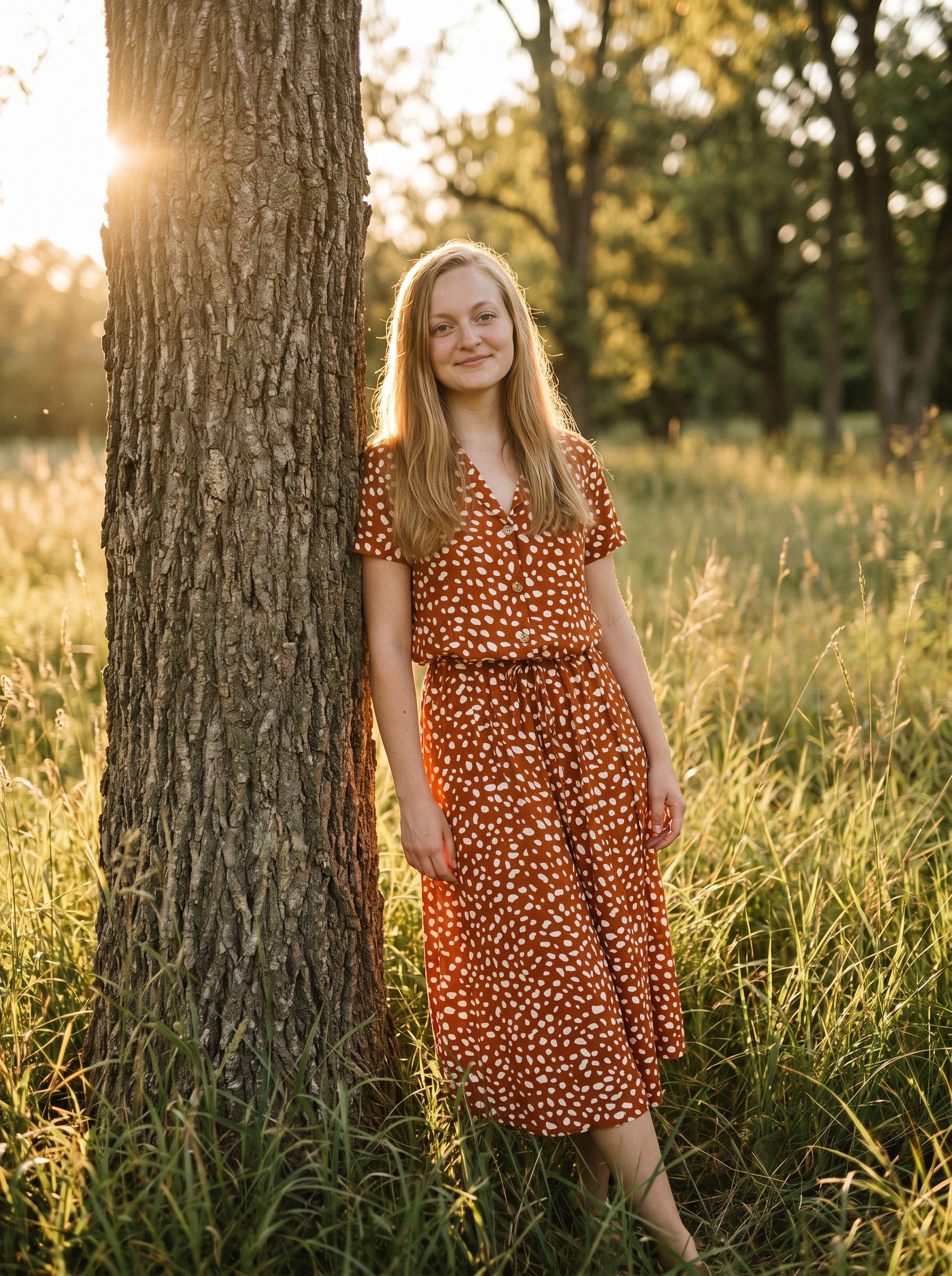 Rosalie Collared Midi Dress in Dappled Meadow
