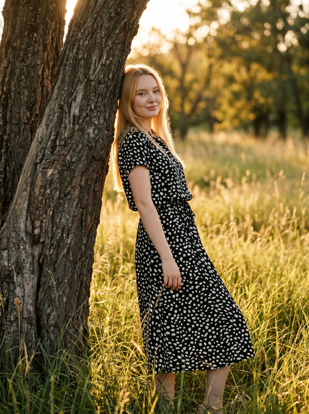 Rosalie Collared Midi Dress in Dappled Meadow