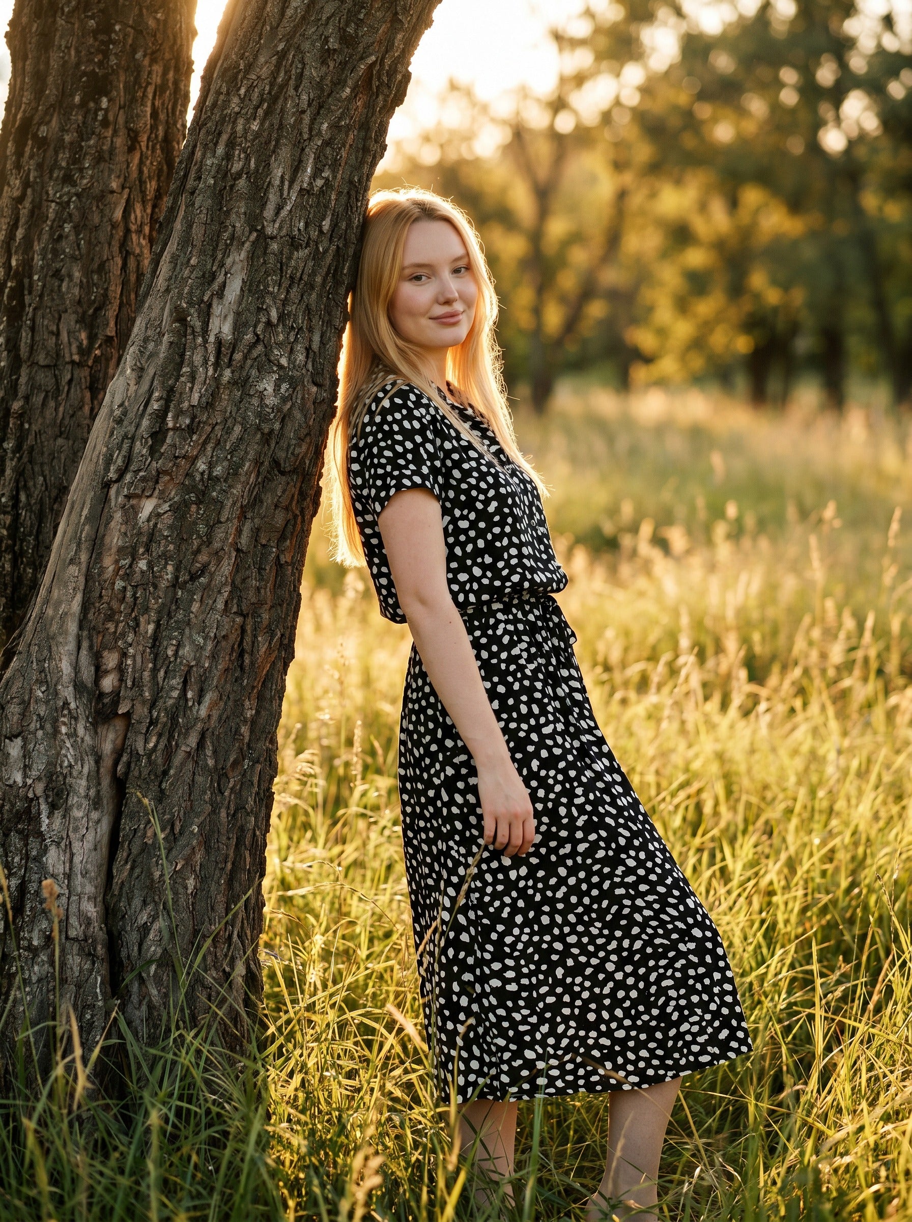 Rosalie Collared Midi Dress in Dappled Meadow