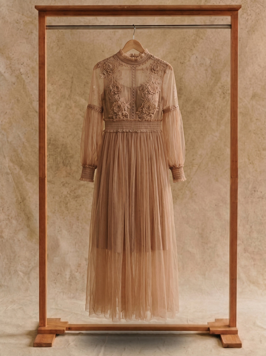 Camille Lantern Sleeve Midi Dress in Heirloom Lace