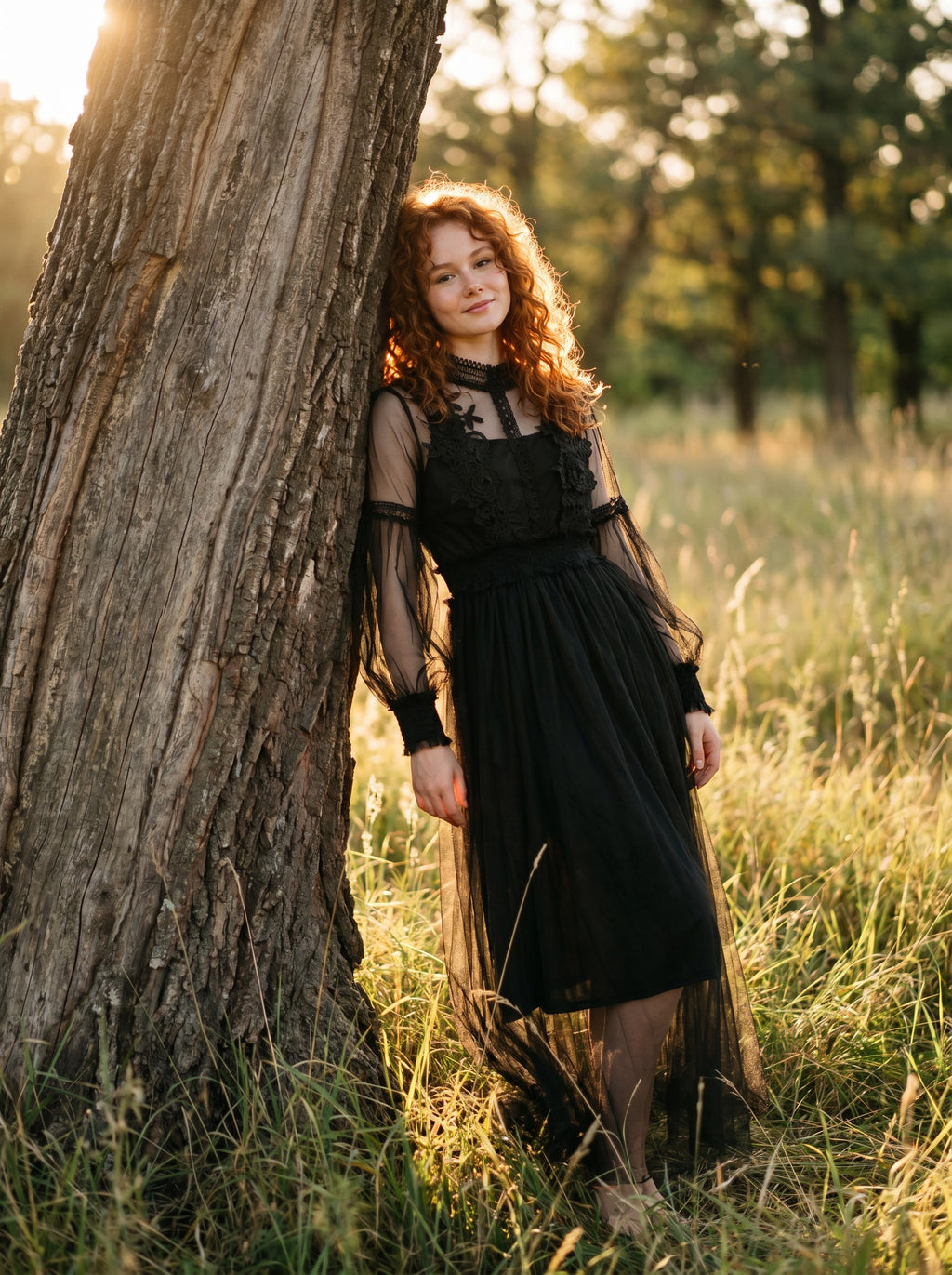 Camille Lantern Sleeve Midi Dress in Heirloom Lace