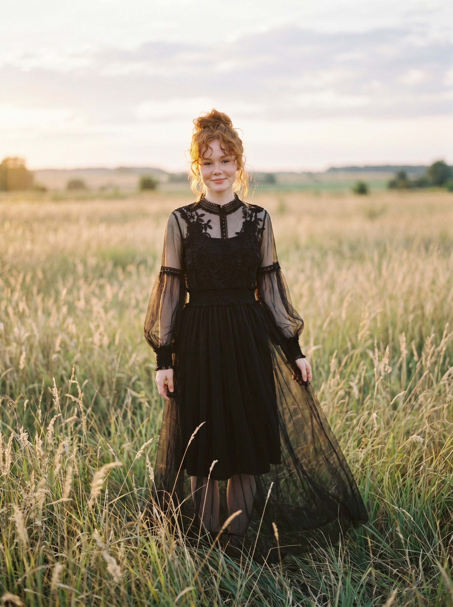 Camille Lantern Sleeve Midi Dress in Heirloom Lace