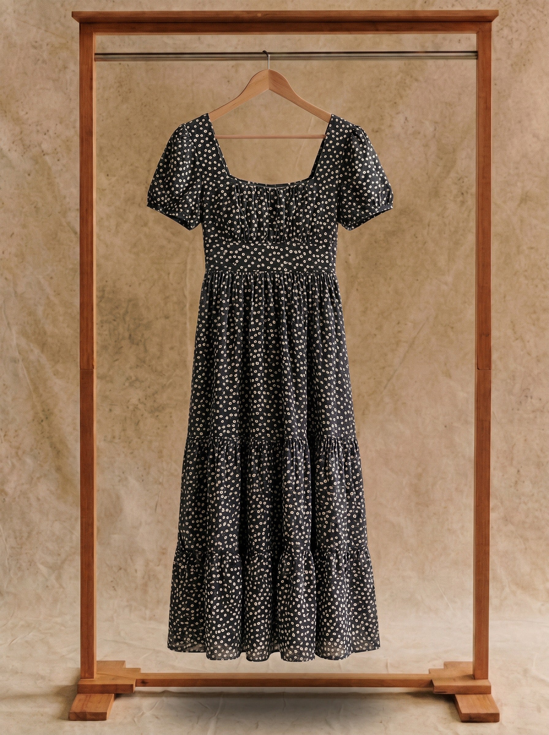 Florence Puff Sleeve Midi Dress in Ditsy Meadow Florals