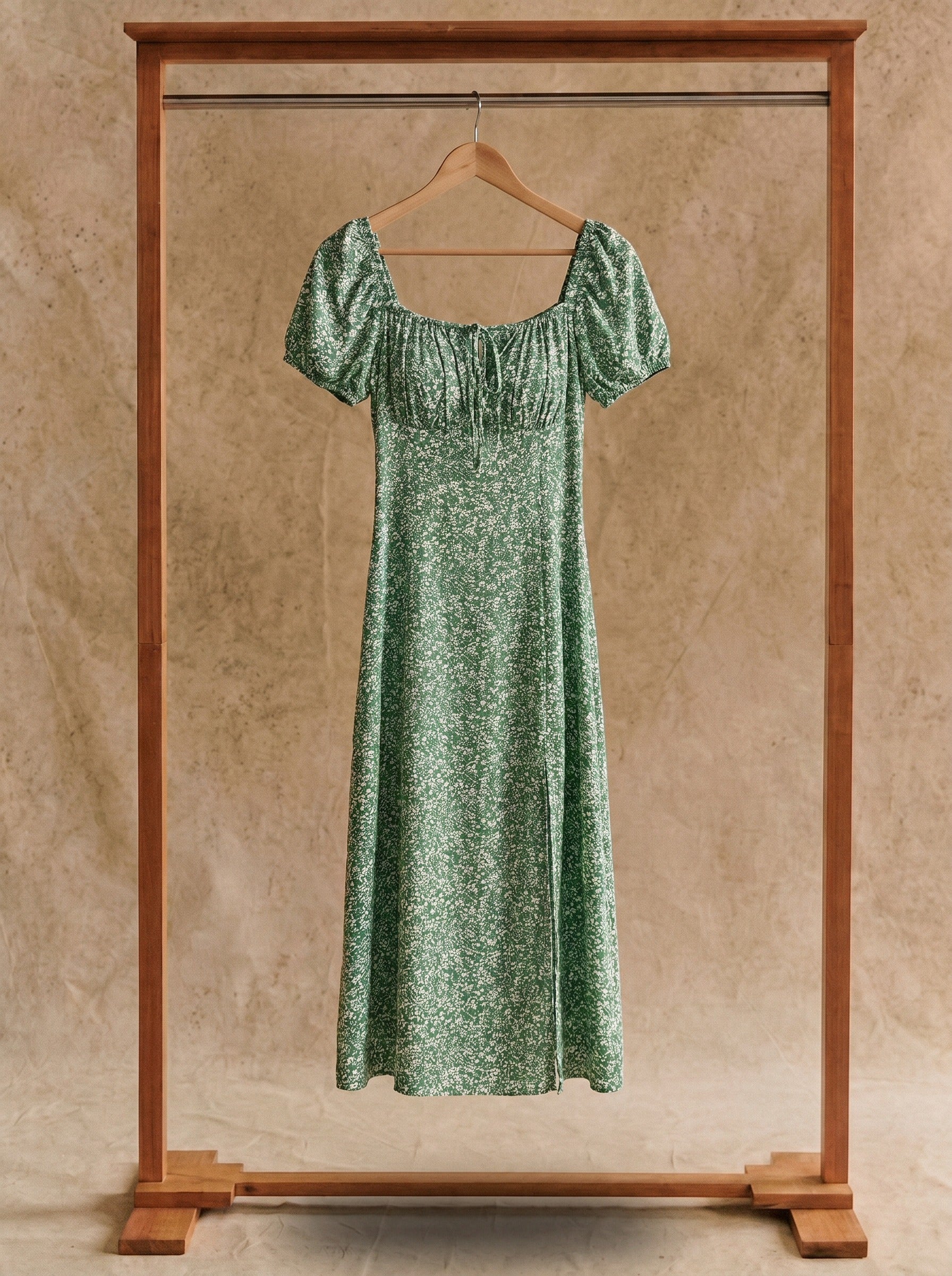 Harlow Puff Sleeve Midi Dress in Ditsy Prairie Florals