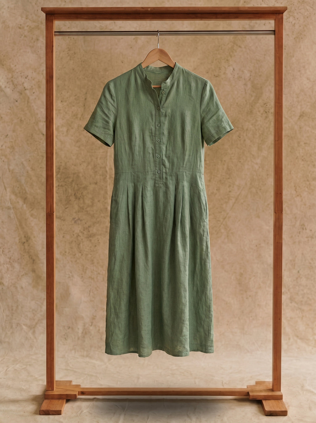 Marigold Stand Collar Midi Dress in Harvest Solids