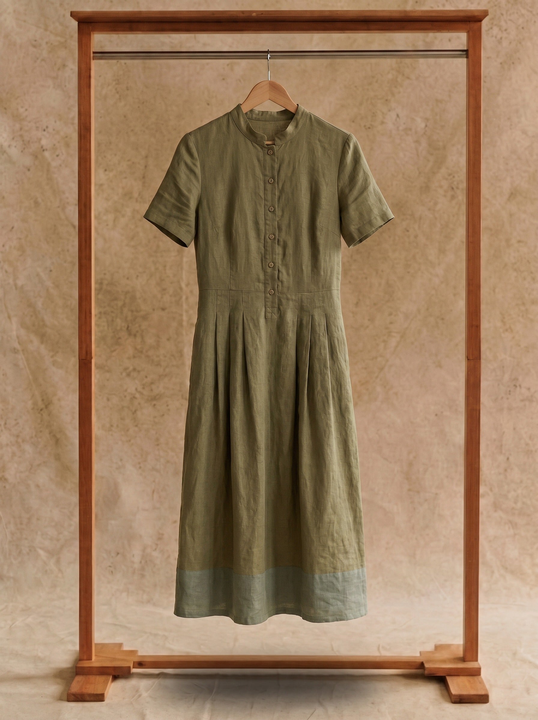 Marigold Stand Collar Midi Dress in Harvest Solids