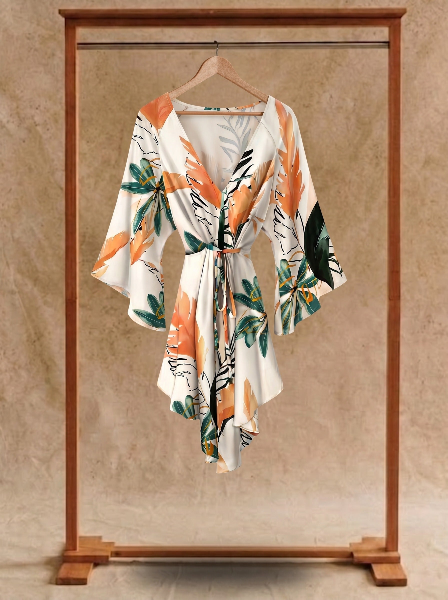 Genevieve Flutter Sleeve Mini Dress in Painted Plume