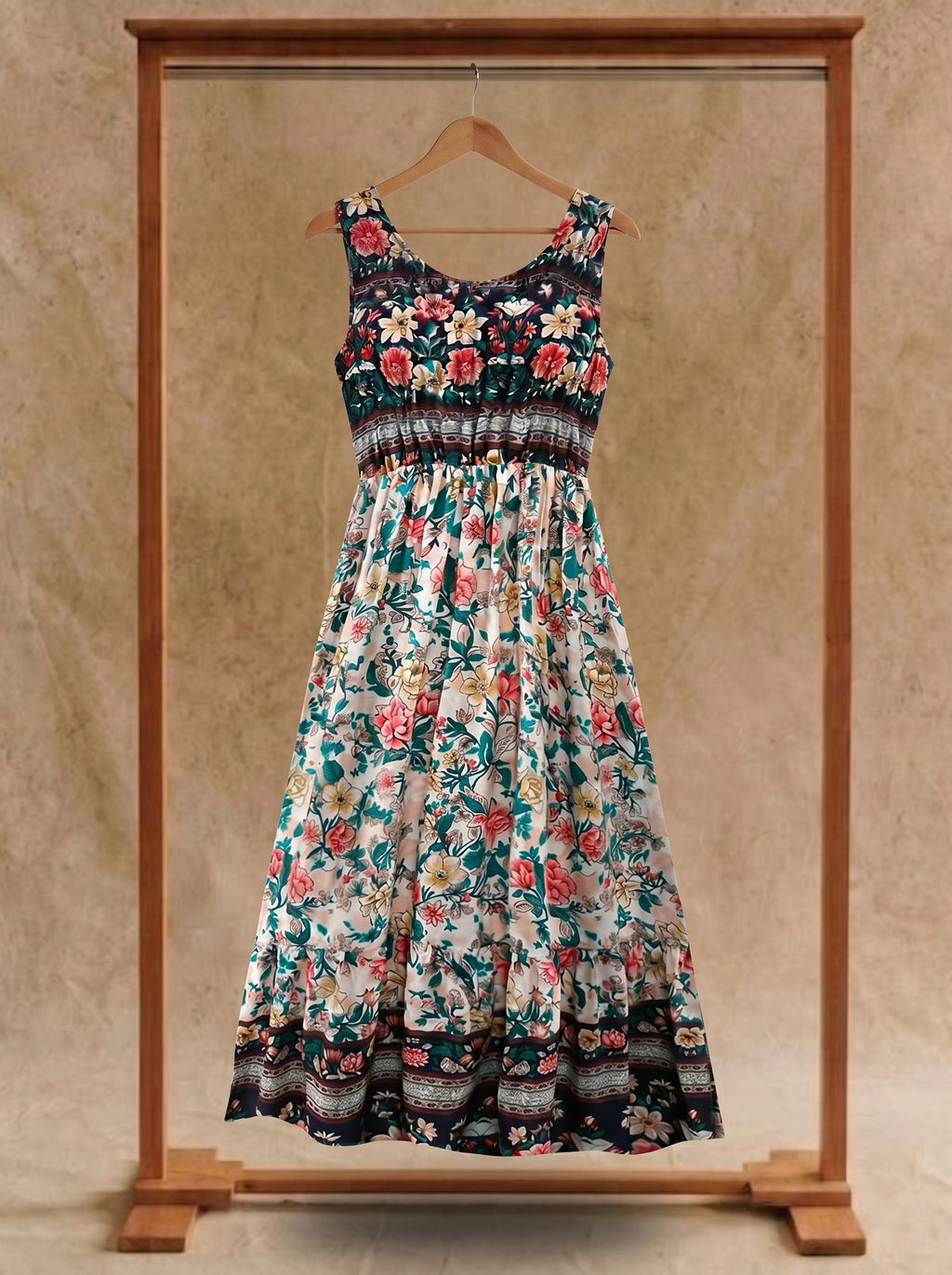 Lorelei Sleeveless Midi Dress in Wildflower Meadow