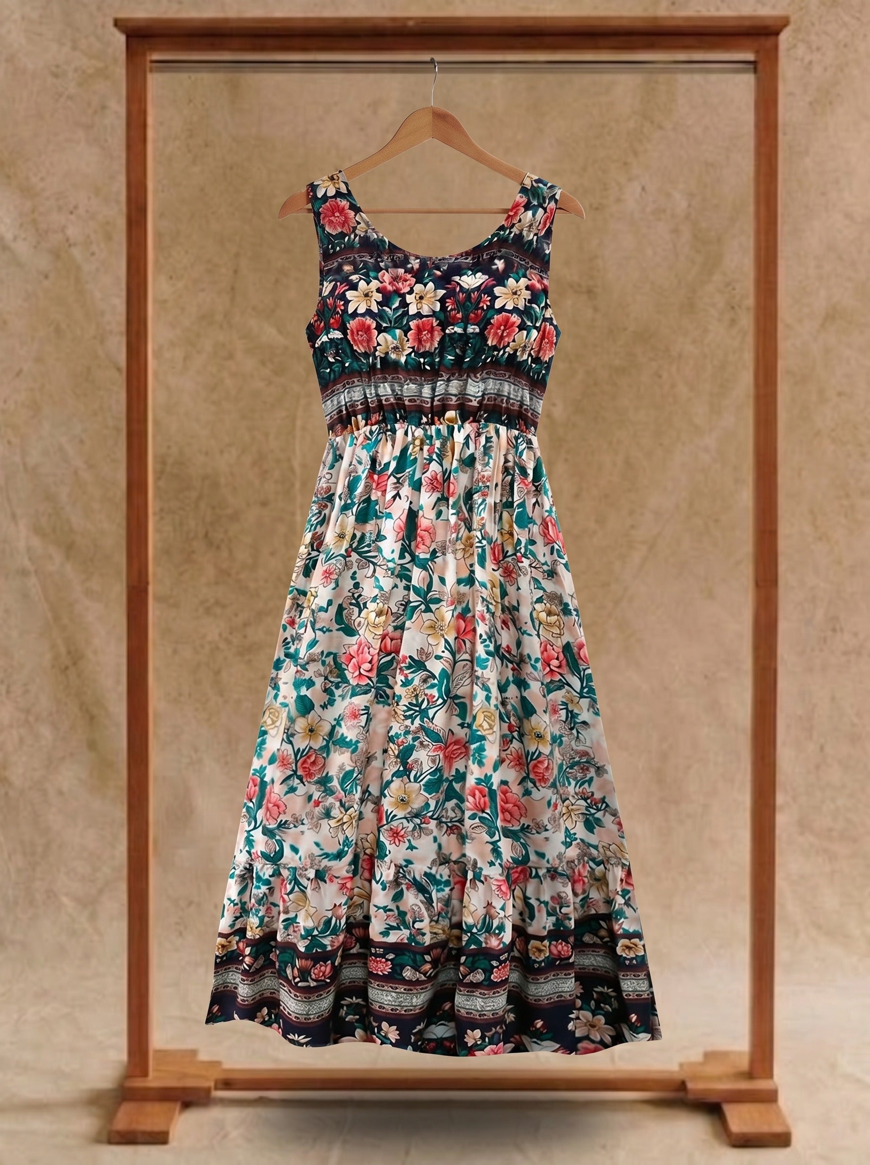 Lorelei Sleeveless Midi Dress in Wildflower Meadow
