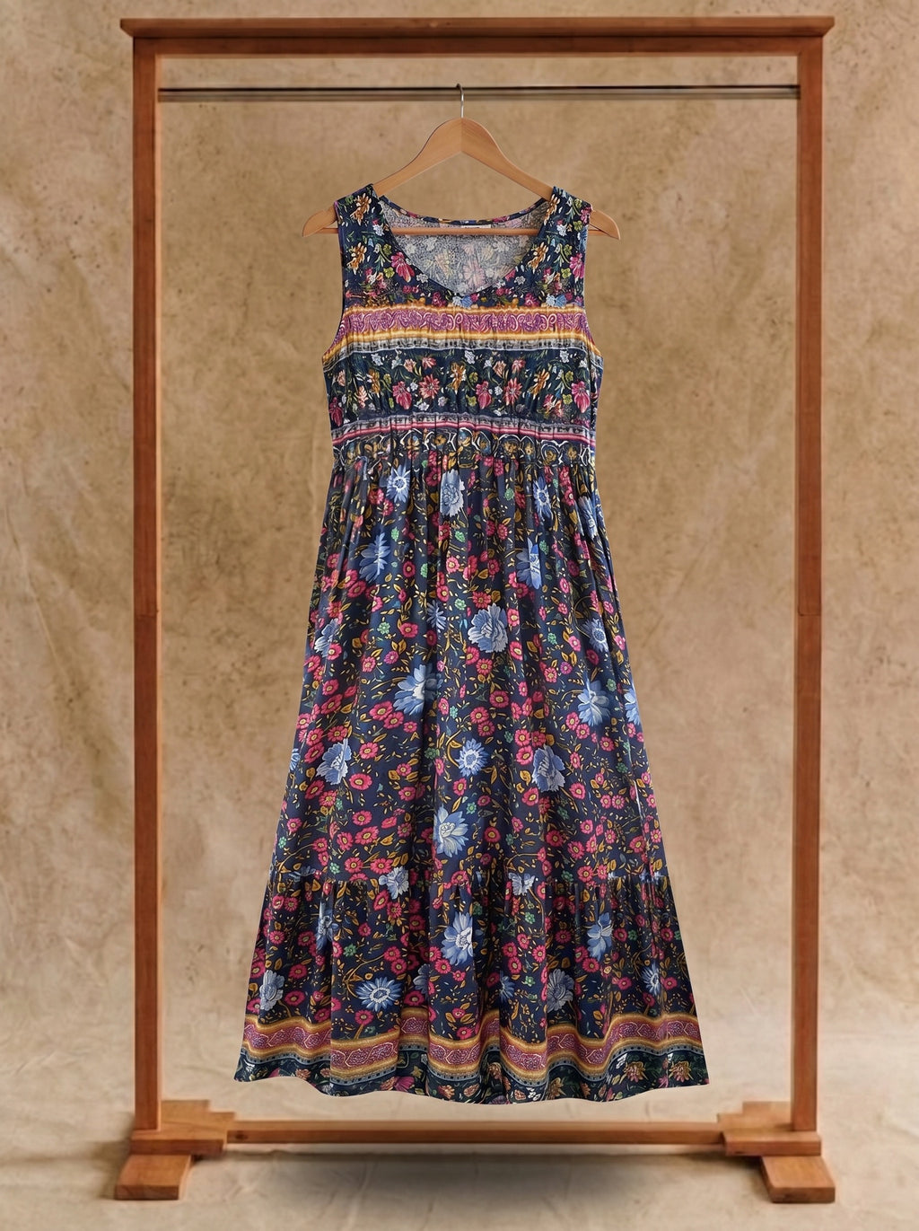 Lorelei Sleeveless Midi Dress in Midnight Garden