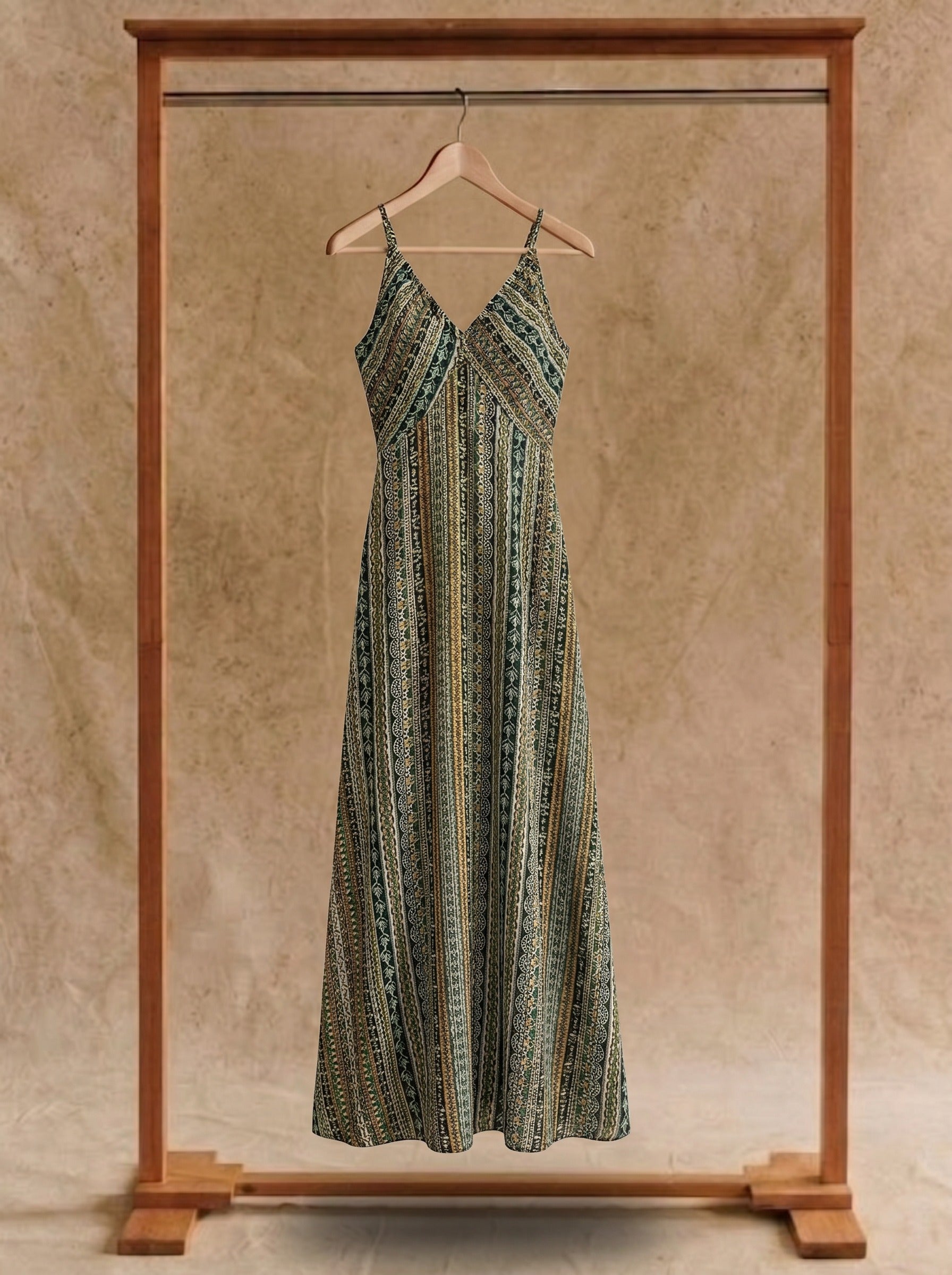 Odette Slip Maxi Dress in Fireside Folk Stripes