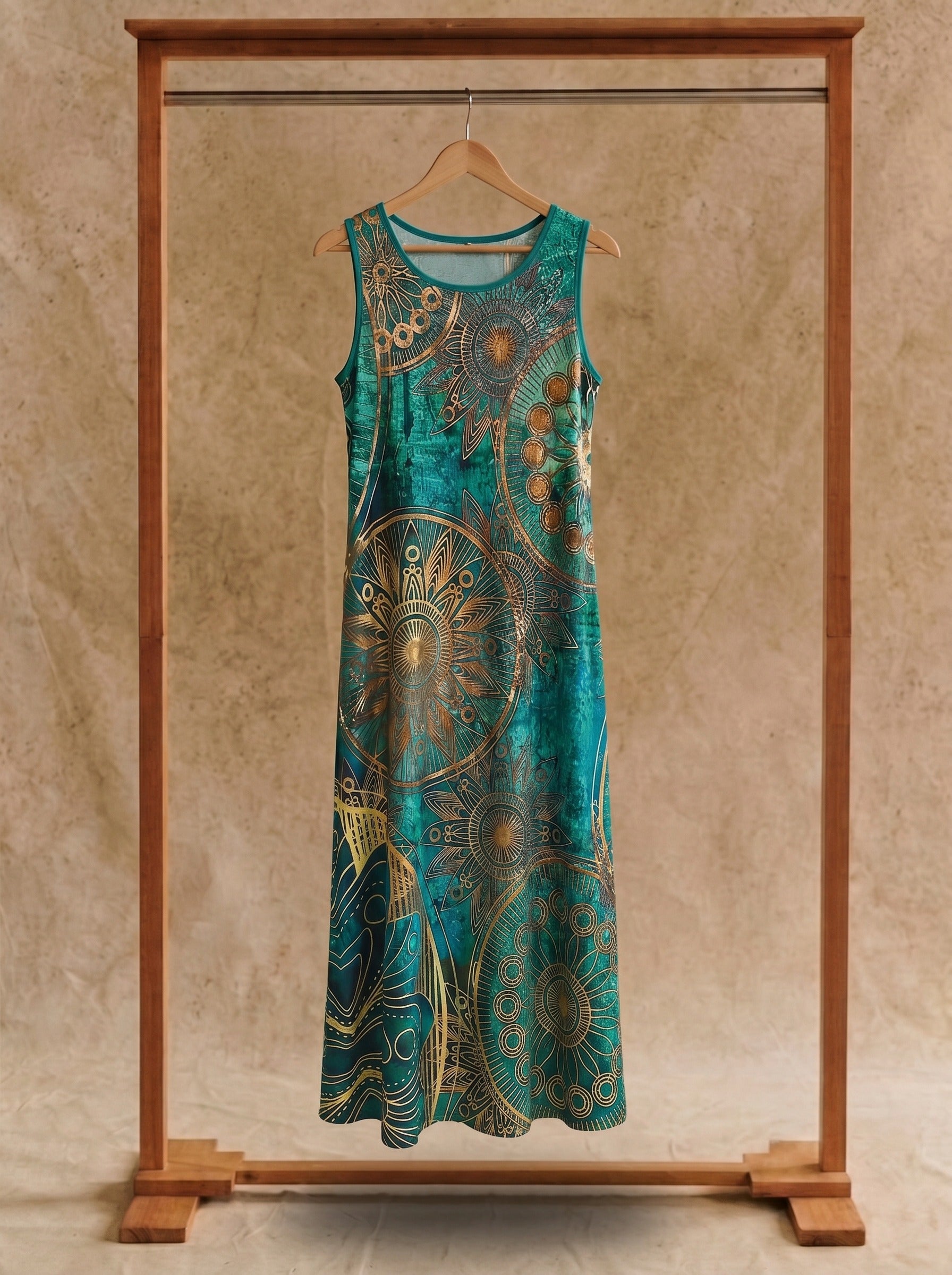 Maren Sleeveless Maxi Dress in Gilded Mandala