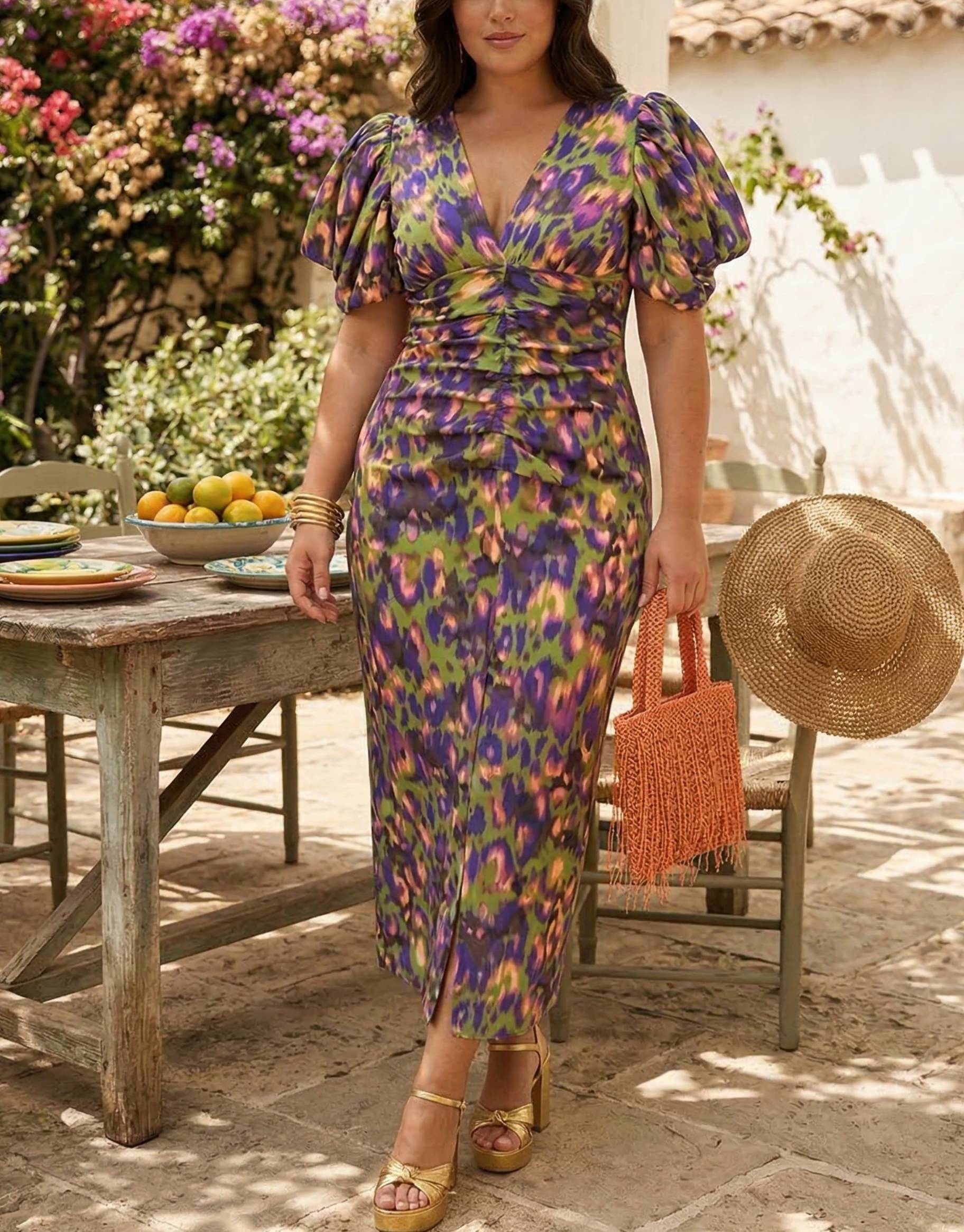 Loren Puff Sleeve Midi Dress