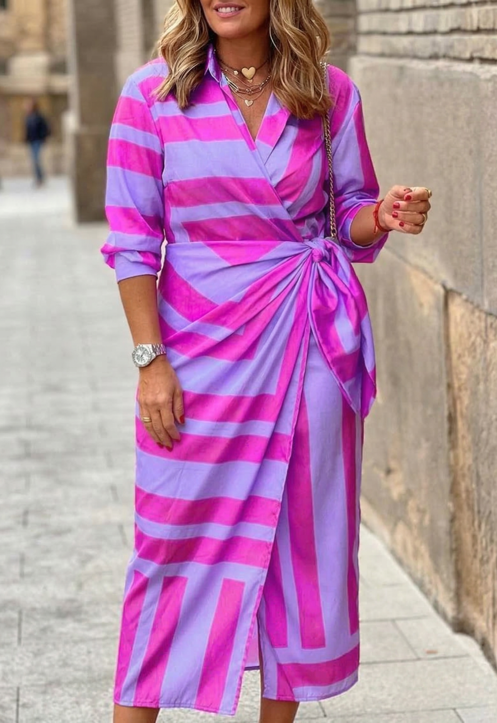 Elvina Printed Wrap Dress