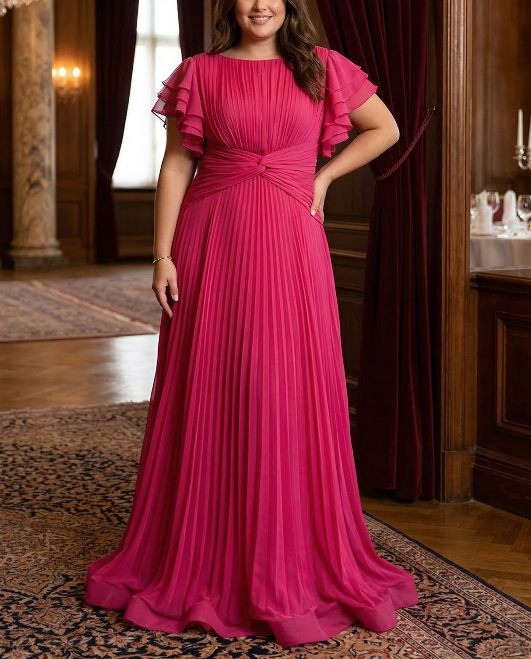 Rory Pleated Evening Dress