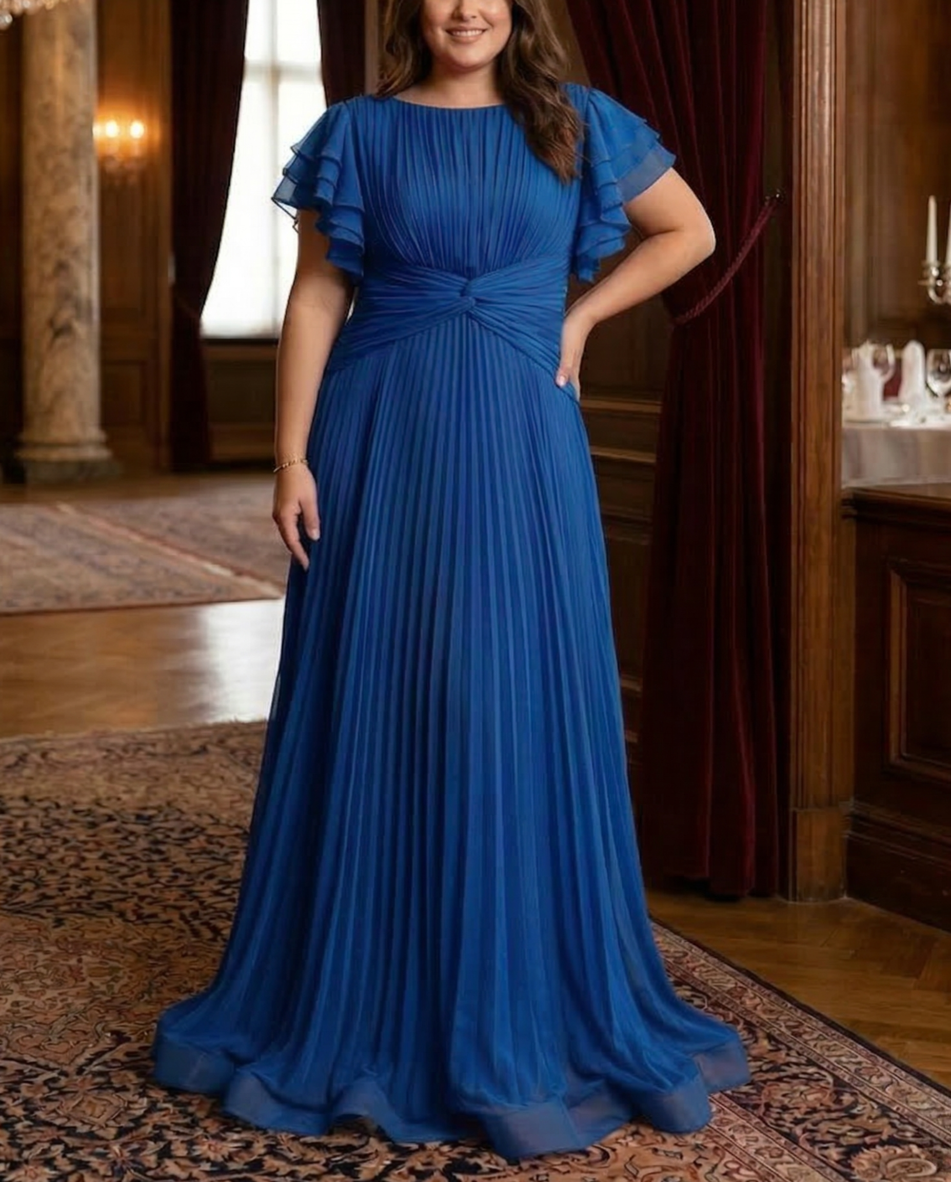 Rory Pleated Evening Dress