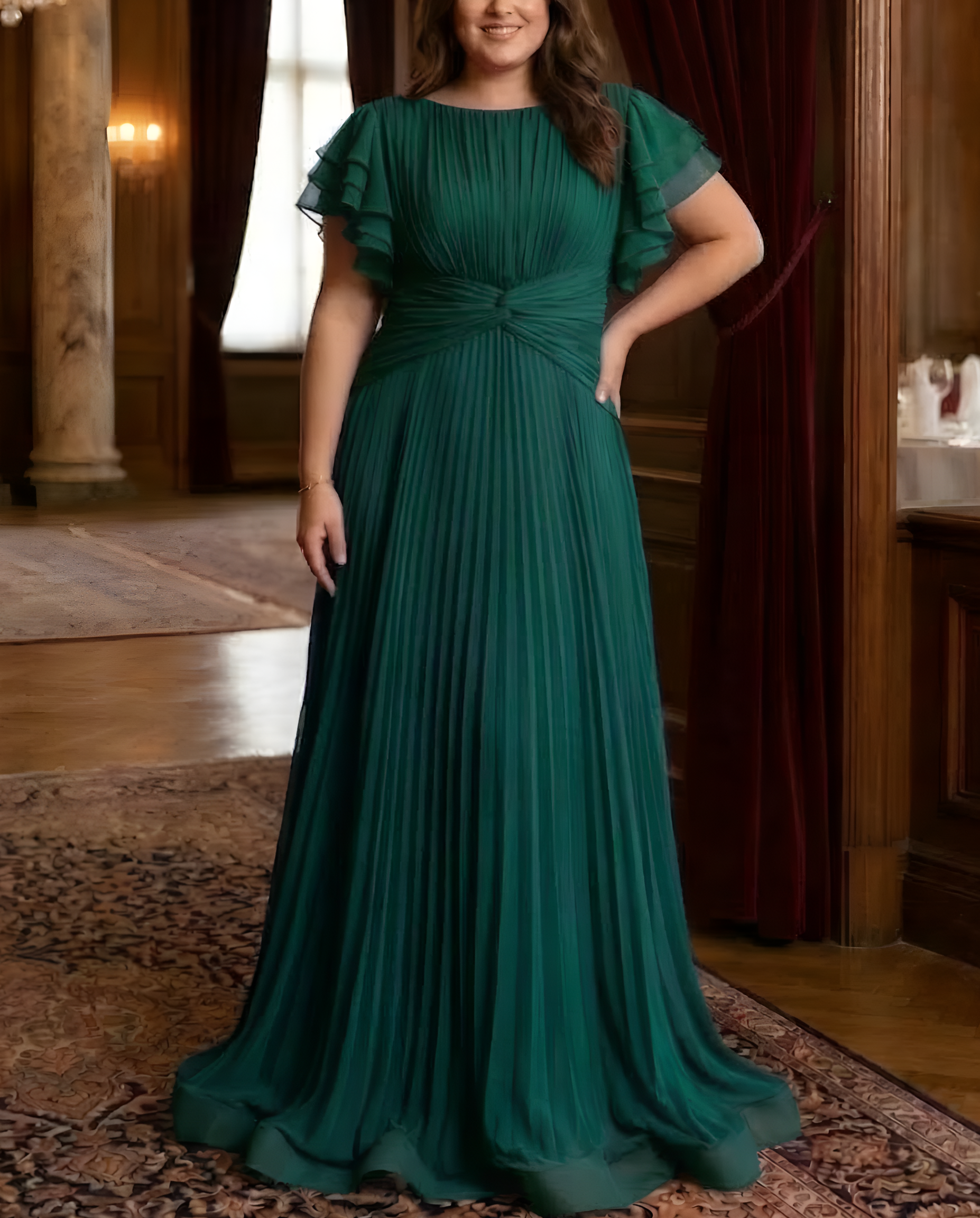 Rory Pleated Evening Dress