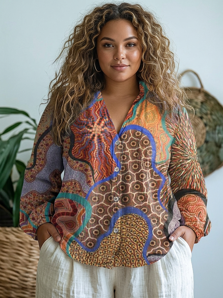 Amy Folk Pattern Blouse
