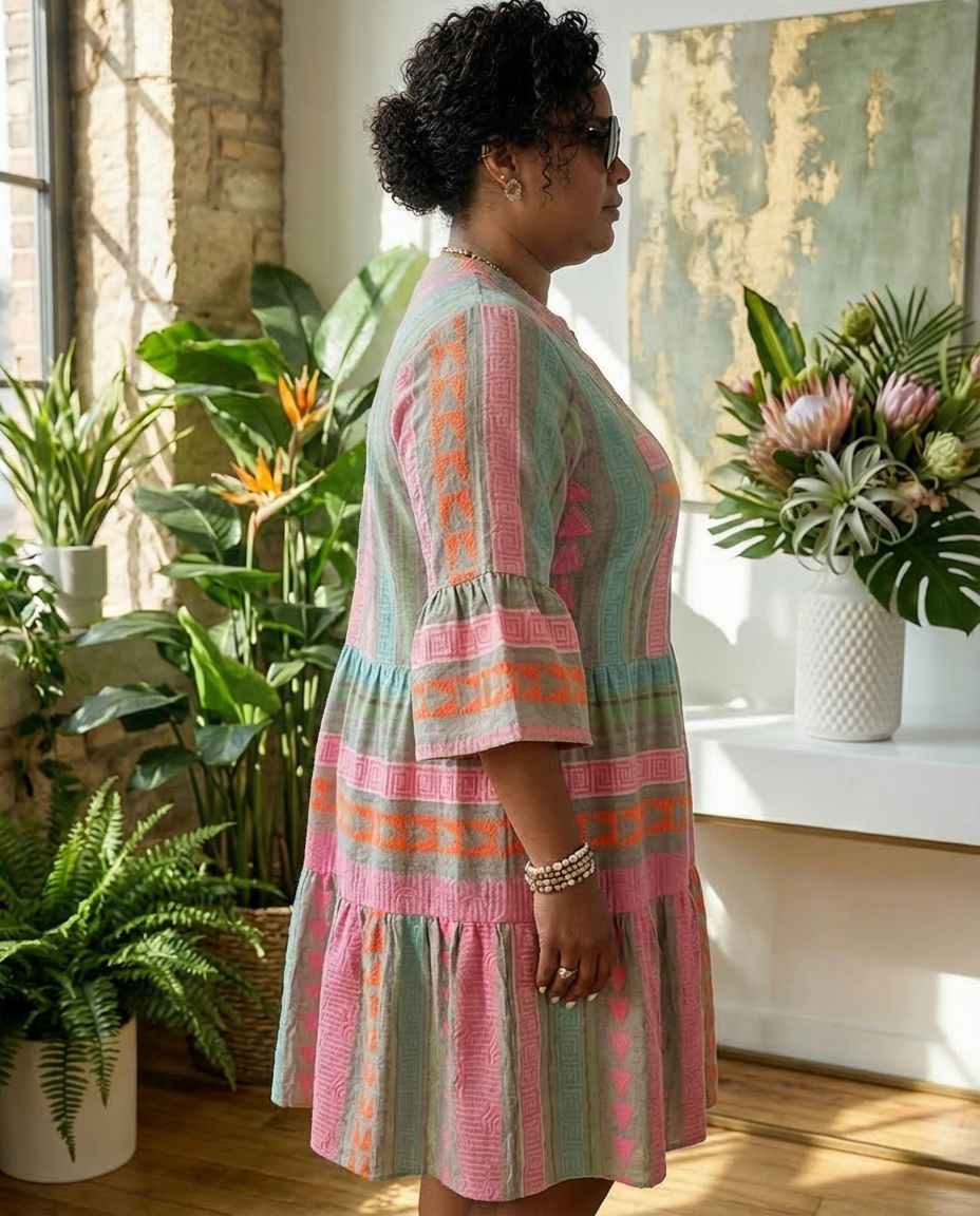 Lucy Geometric Midi Dress