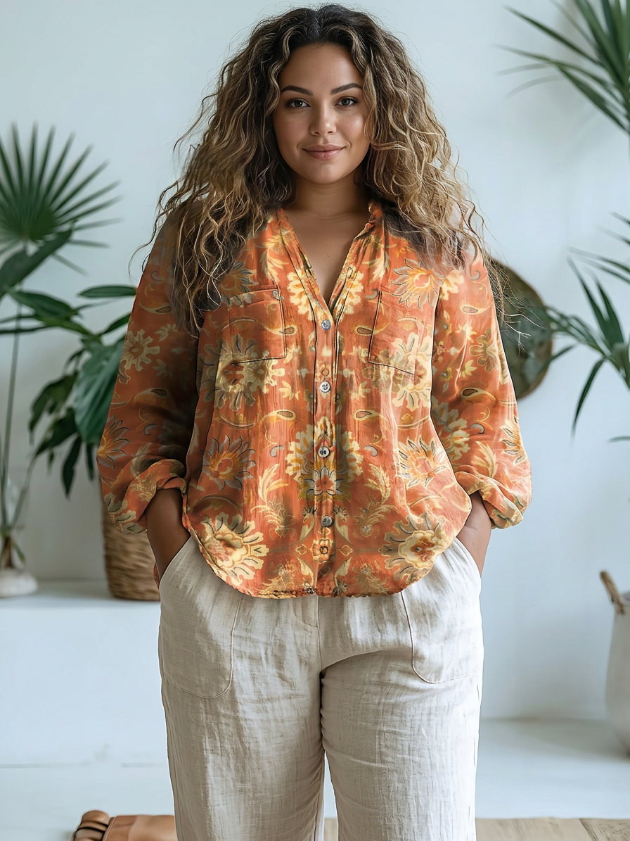 Melanie Warm Floral Blouse