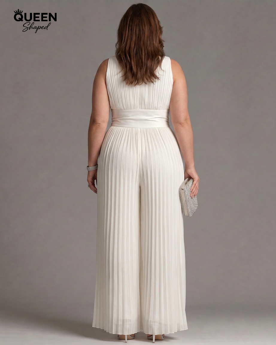 Zakira | Pleated Halter Neck Wide Leg Jumpsuit