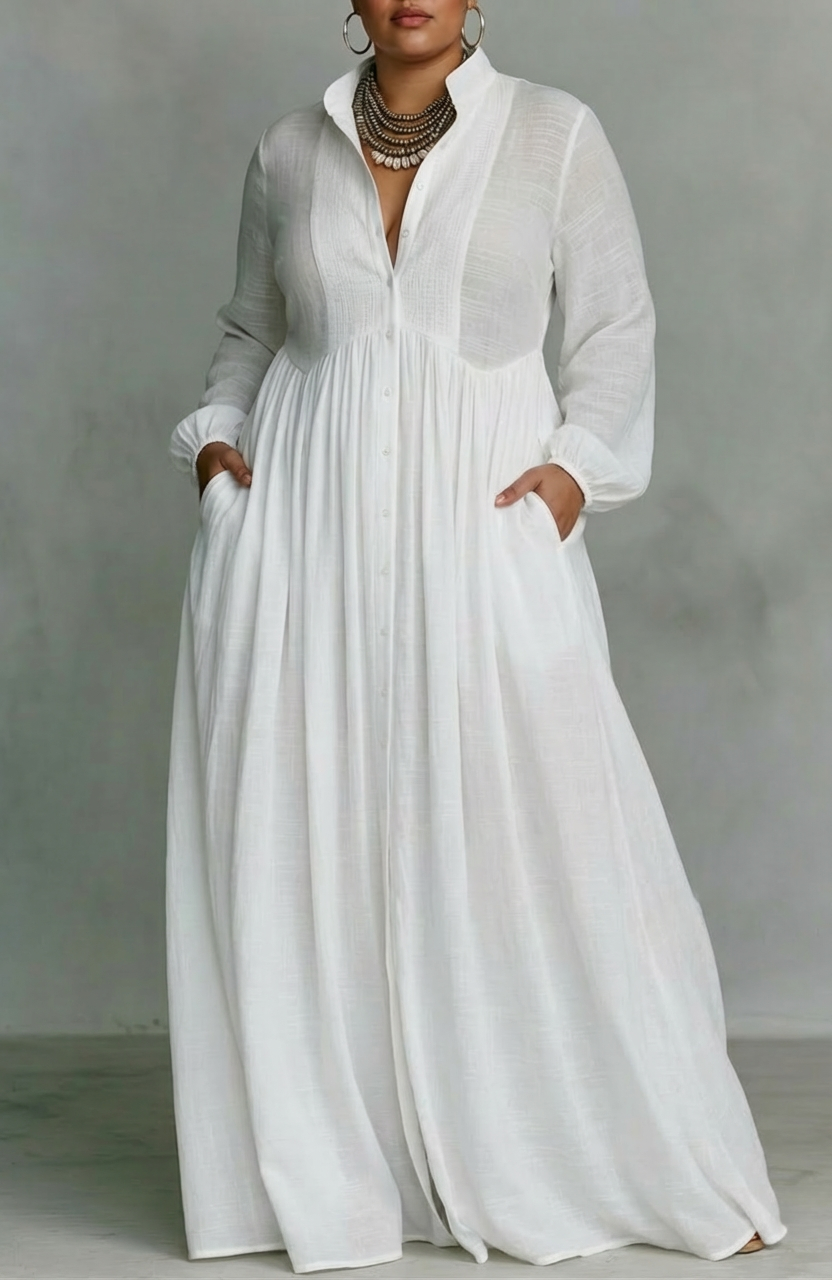 Serena Button-Front Maxi Dress