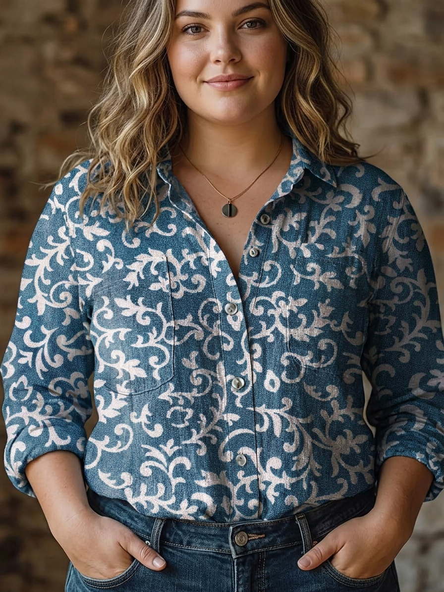 Marilyn Blue Floral Blouse