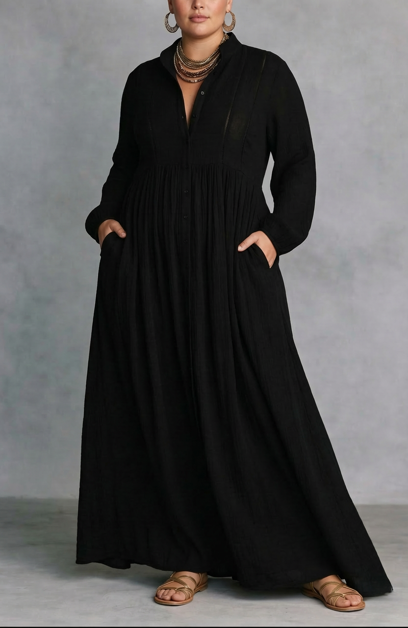 Serena Button-Front Maxi Dress