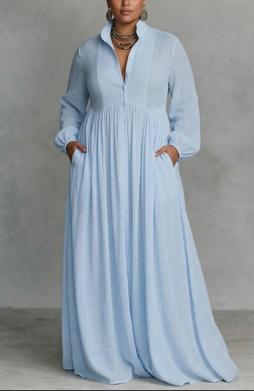 Serena Button-Front Maxi Dress