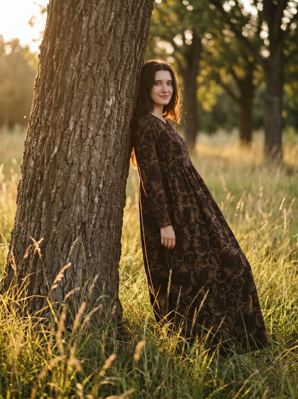 Sylvie Gathered Maxi Dress in Tapestry Roses