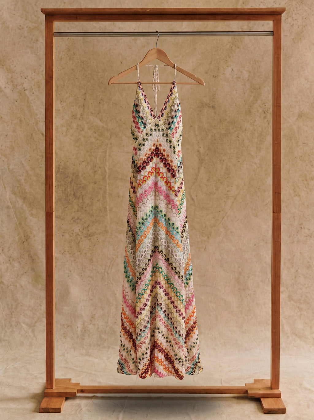 Sabine Halter Maxi Dress in Vintage Chevron
