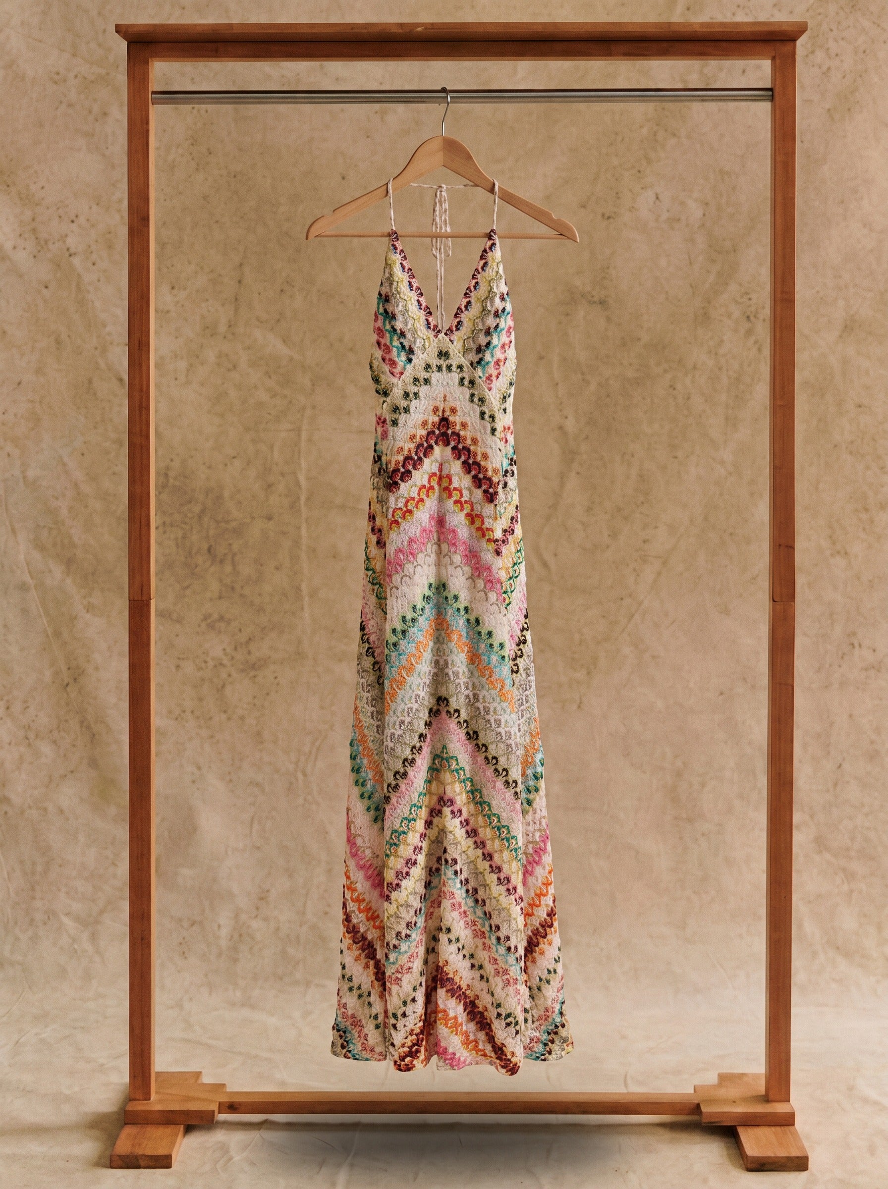 Sabine Halter Maxi Dress in Vintage Chevron