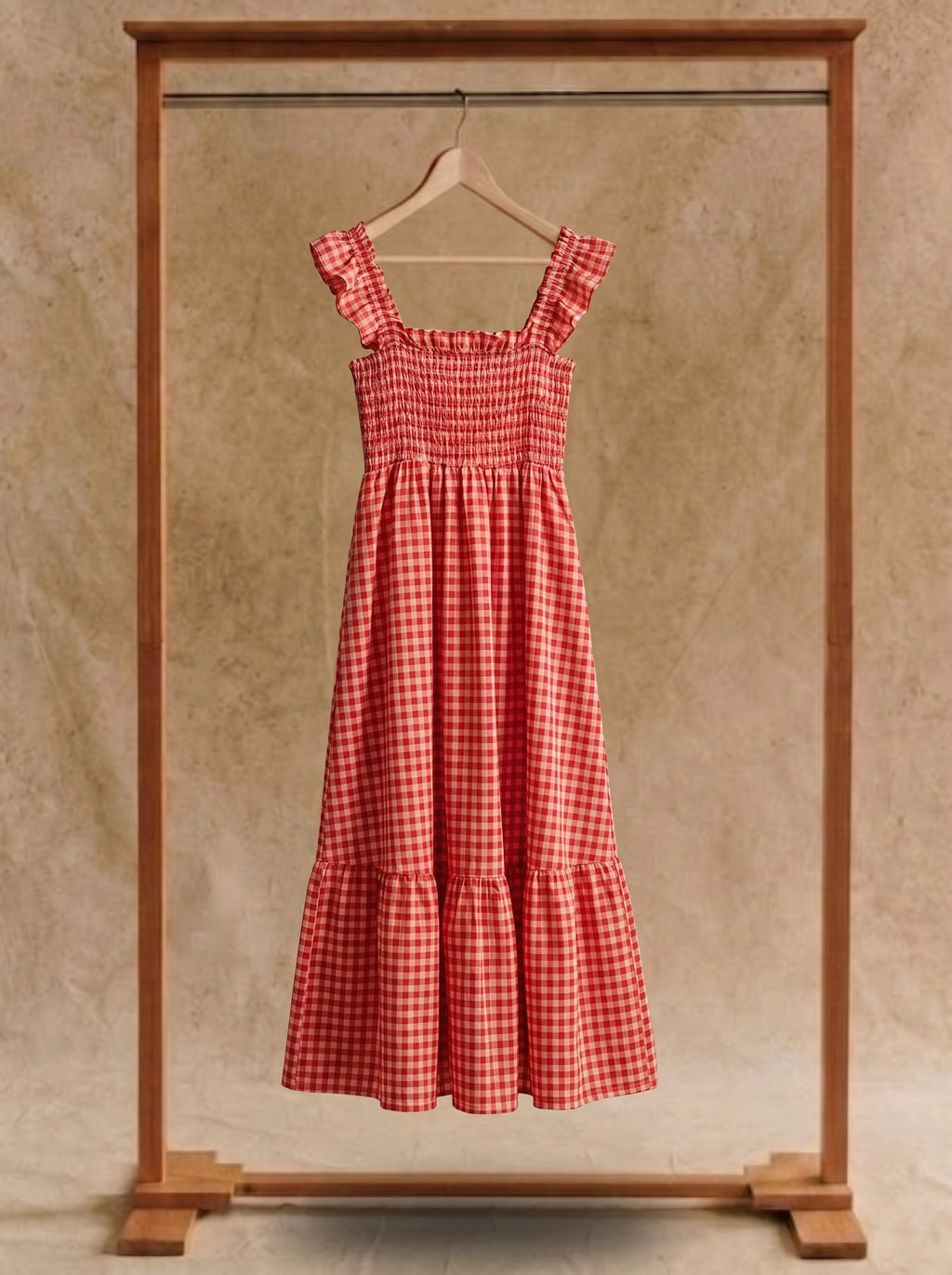 Elodie Smocked Tiered Maxi Dress in Picnic Gingham