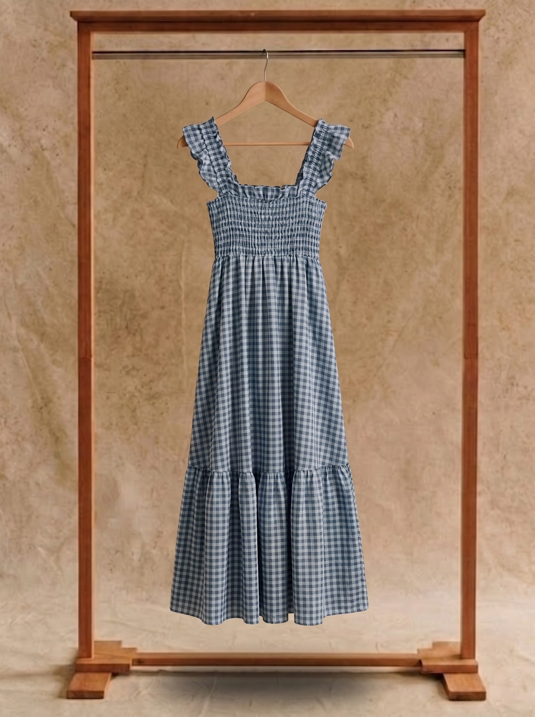 Elodie Smocked Tiered Maxi Dress in Picnic Gingham