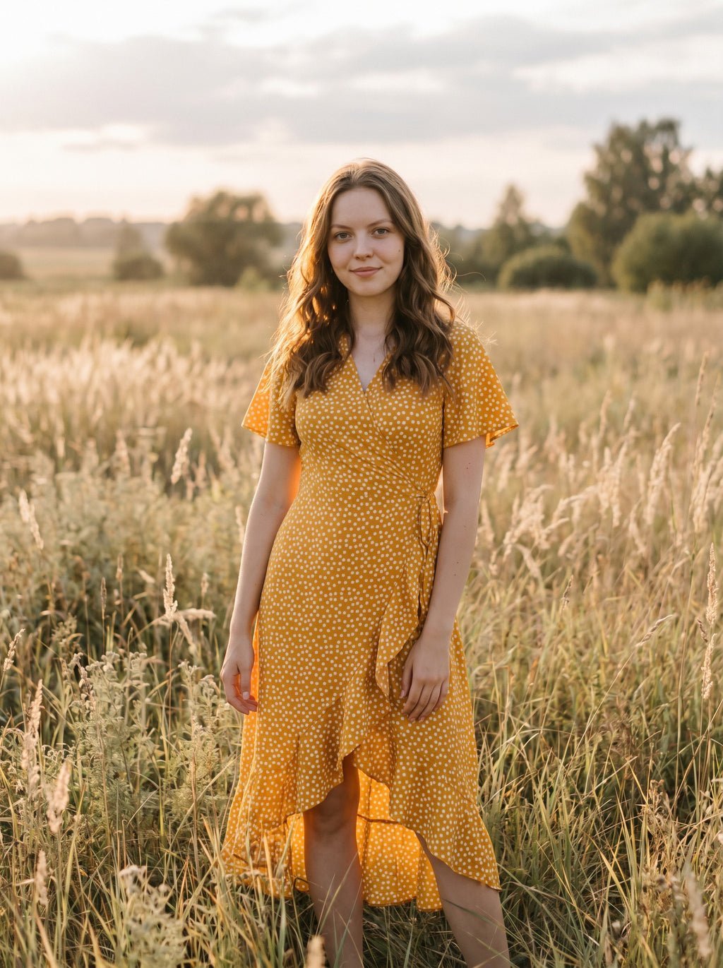 Isadora Wrap Maxi Dress in Meadow Ditsy Florals