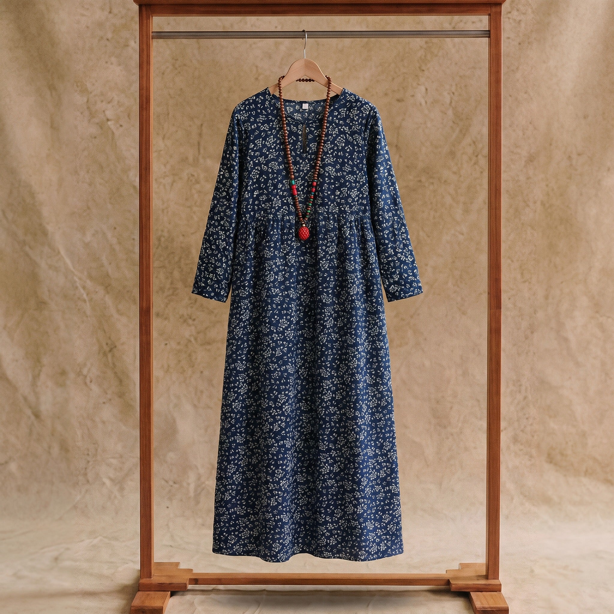 Sylvie Gathered Maxi Dress in Vintage Calico Blooms