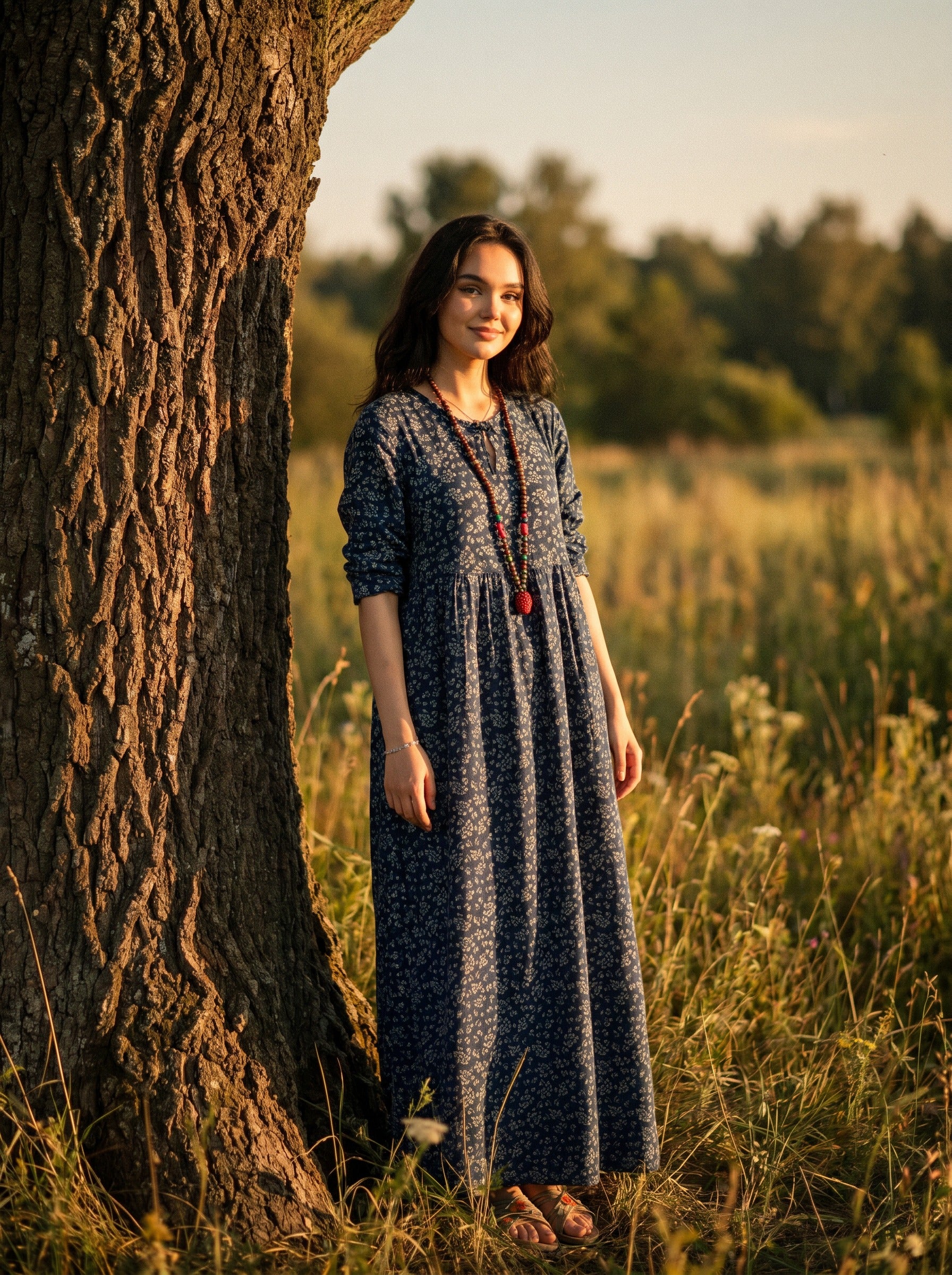 Sylvie Gathered Maxi Dress in Vintage Calico Blooms
