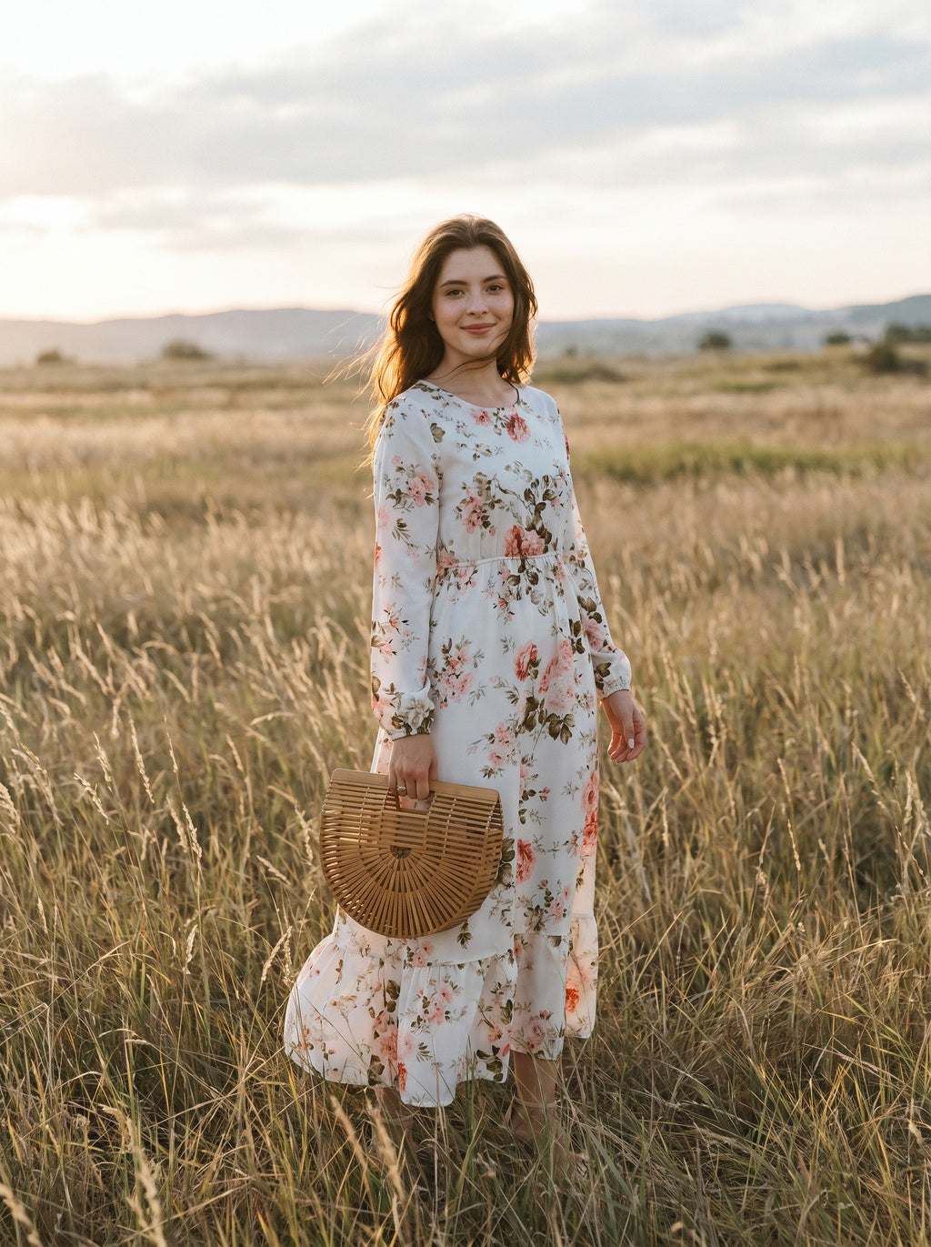 Delphine Puff Sleeve Maxi Dress in Antique Garden Roses