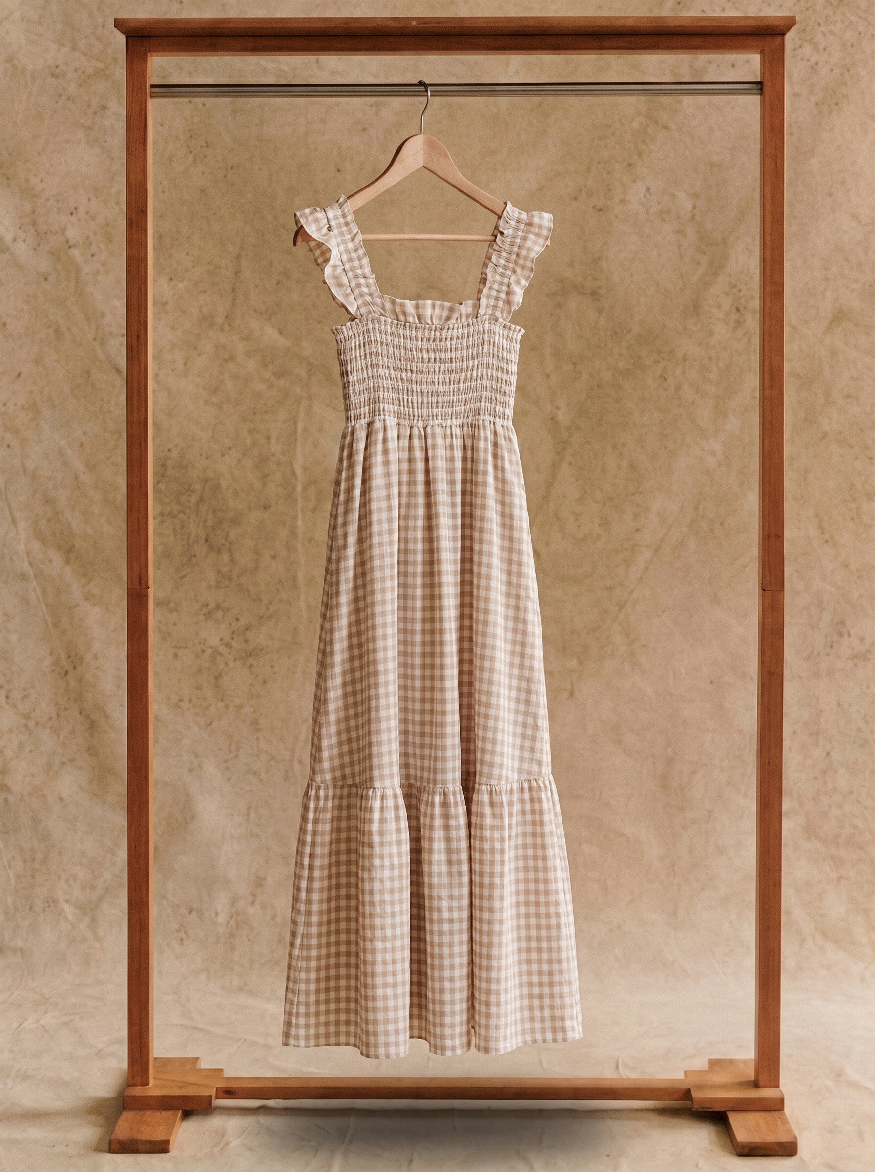 Elodie Smocked Tiered Maxi Dress in Picnic Gingham