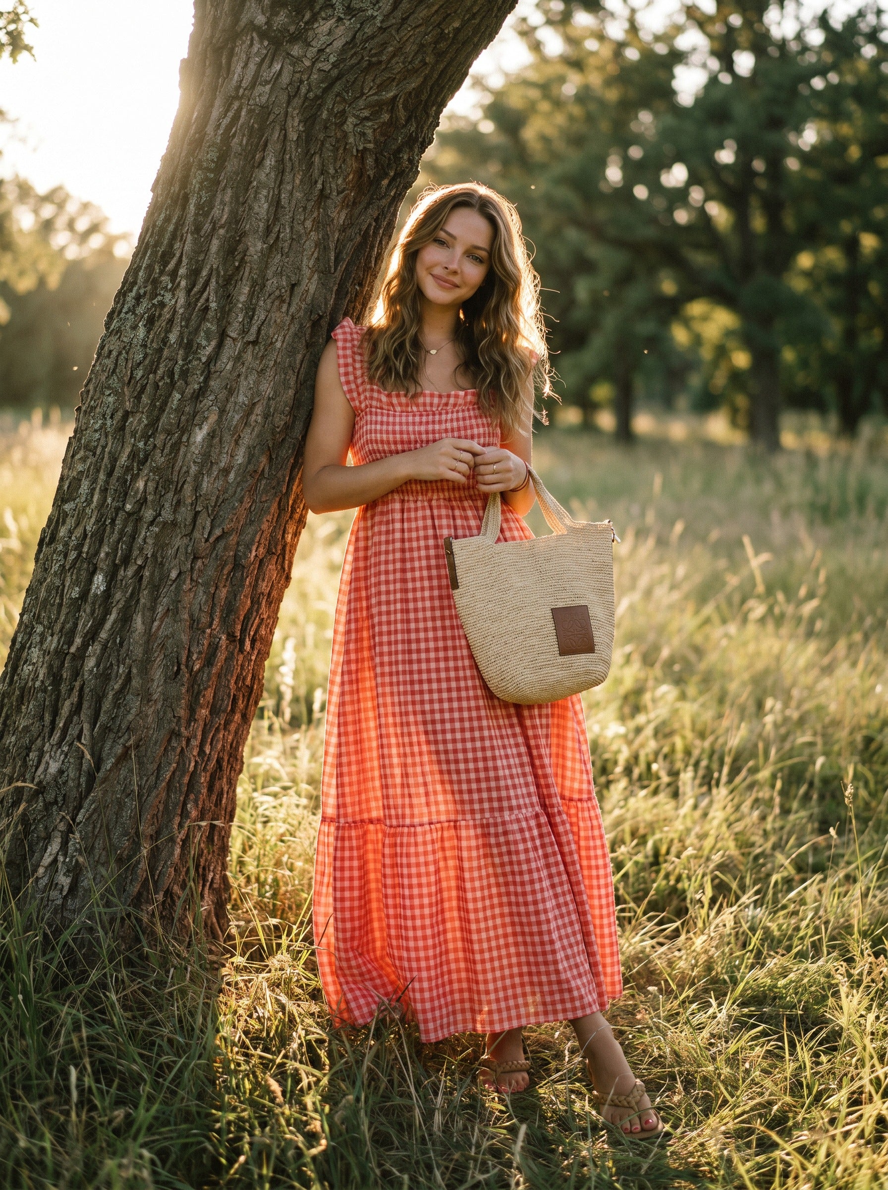 Elodie Smocked Tiered Maxi Dress in Picnic Gingham