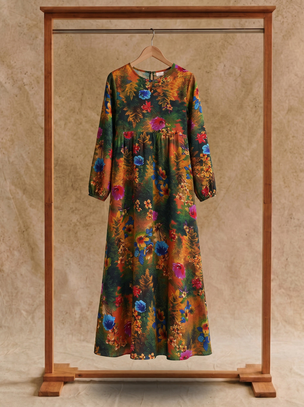 Sylvie Gathered Maxi Dress in Autumn Bouquet